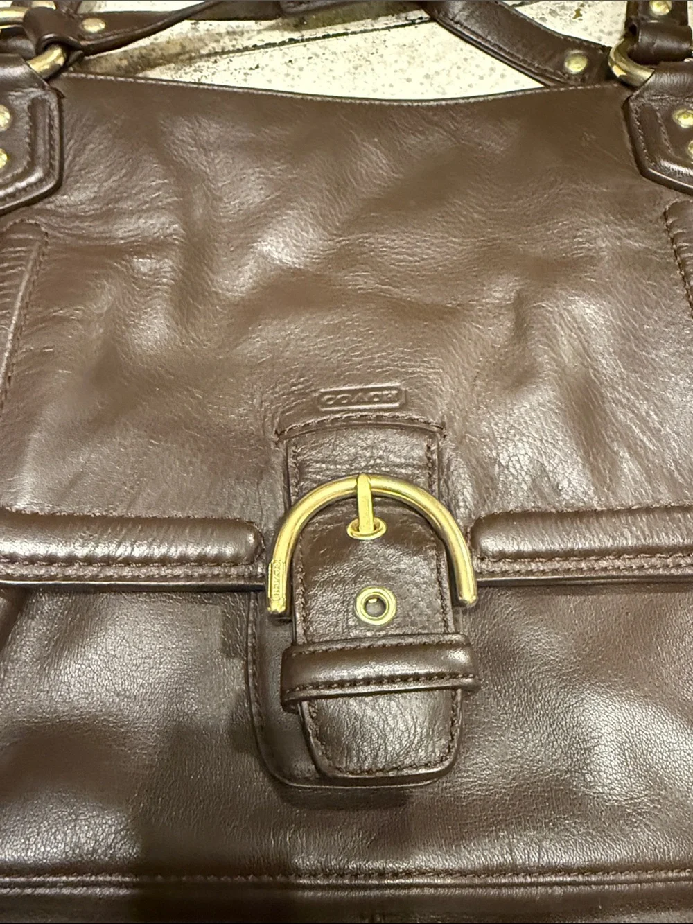 Coach Campbell Izzy 2 way Tote F24683 Brown Leather Large Satchel Shoulder Bag - Picture 5 of 9